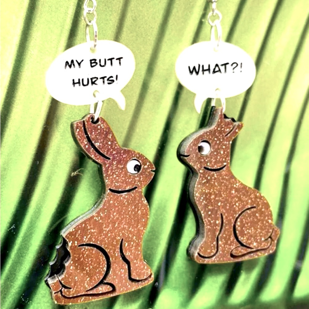 Acrylic Chocolate Bunny Earrings